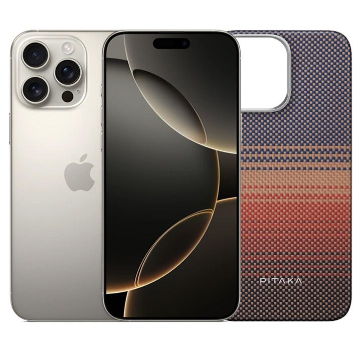 [Bundle Offer] Apple iPhone 16 Pro Max 256GB Natural Titanium + Pitaka Magez Case 6 for iPhone 16 Pro Max Sunset